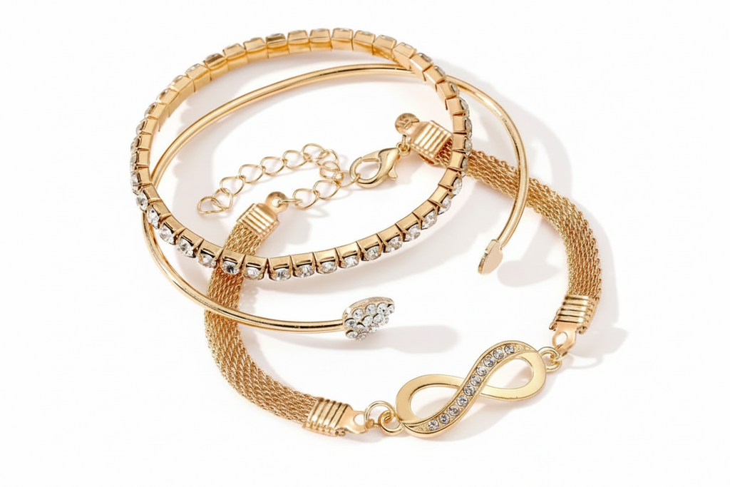 Aurora Heart & Infinity Trio Bracelet Set