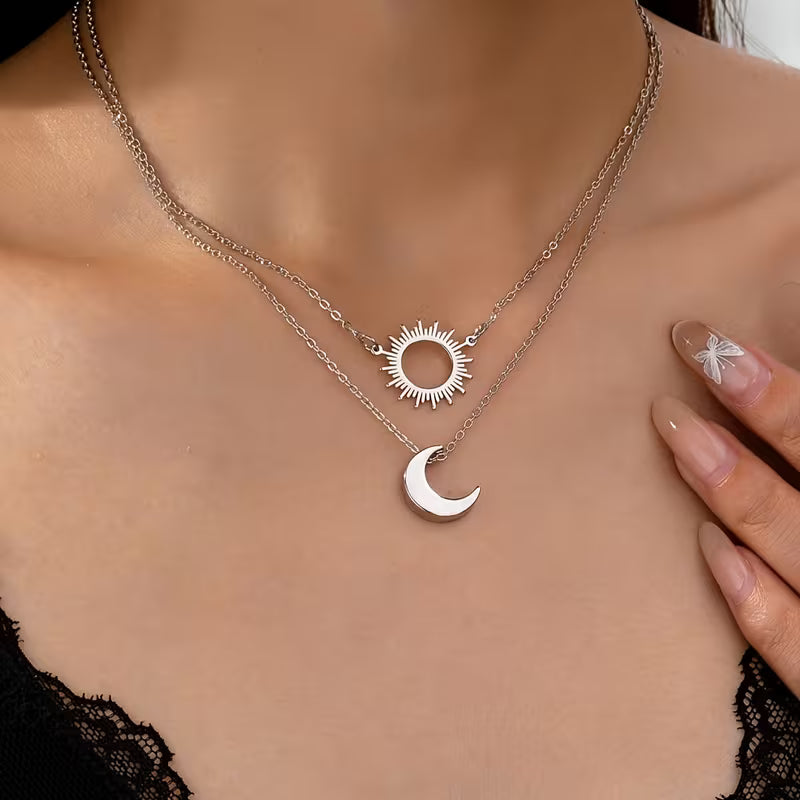 Solara Moon & Sun Duo Necklace Set