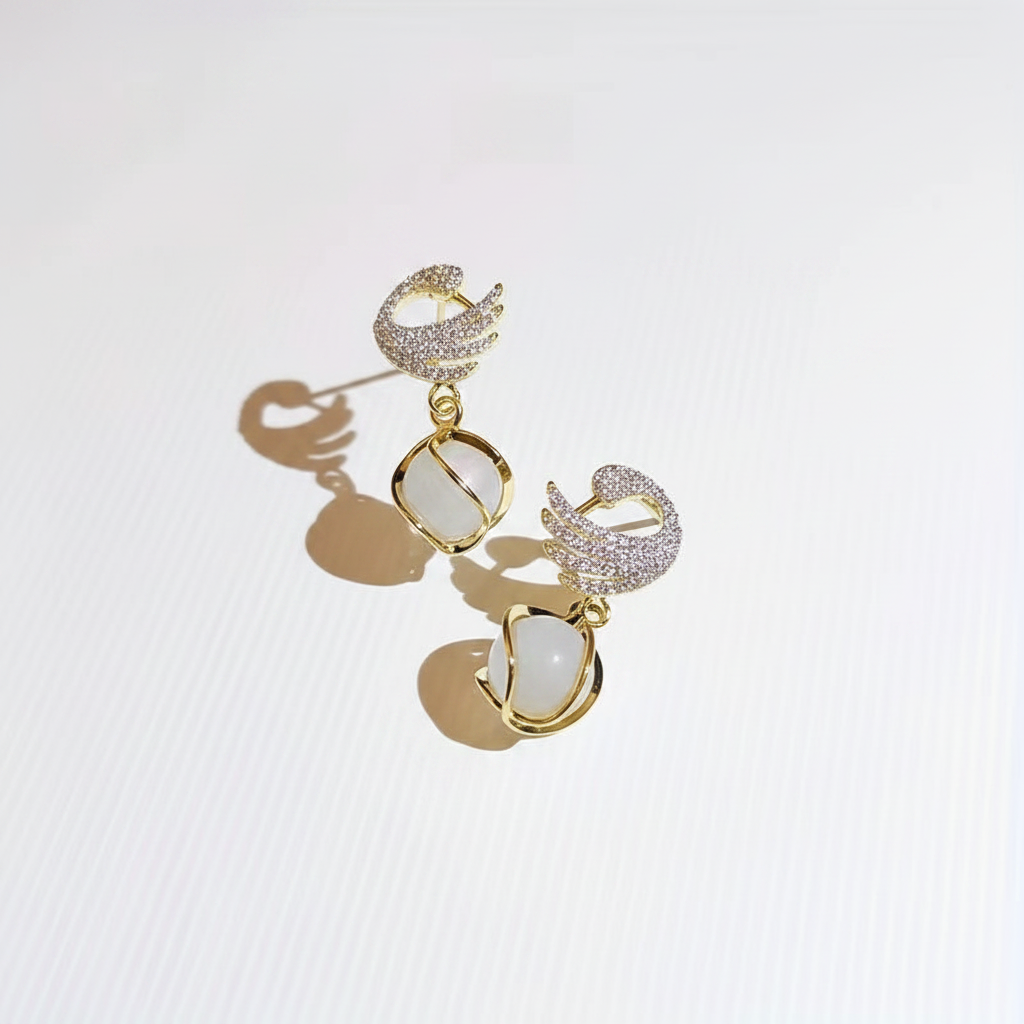 Elegant Swan Pendant Earrings for Women