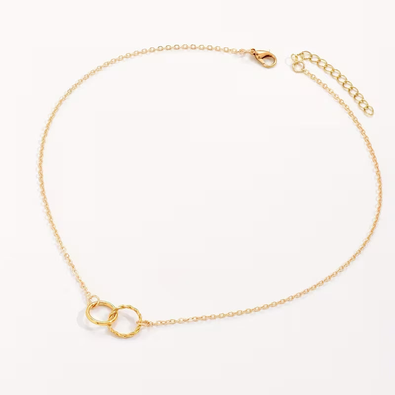 Elegant Double Circle Collarbone Necklace