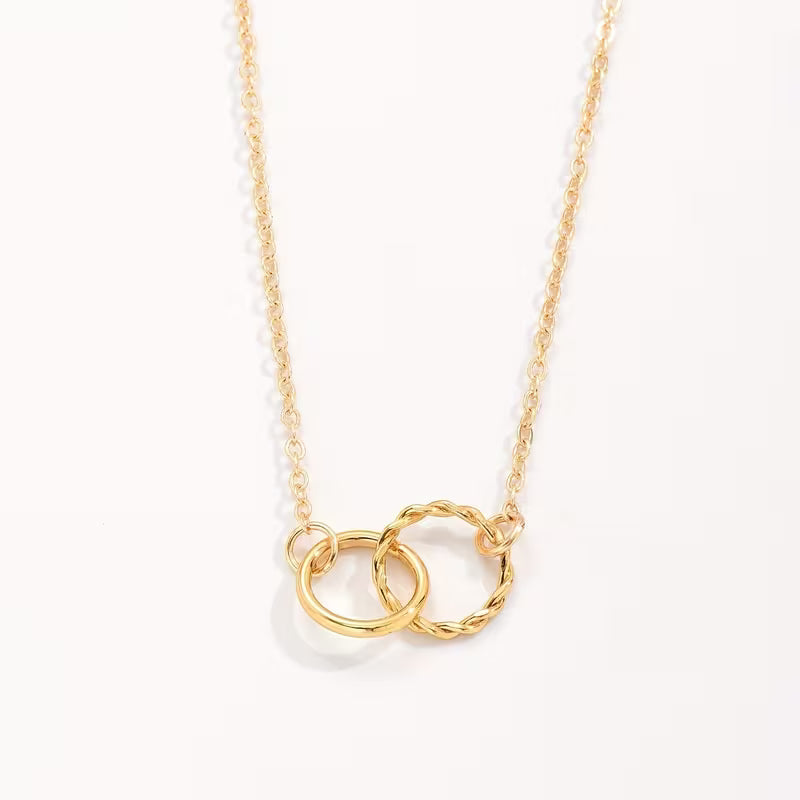 Elegant Double Circle Collarbone Necklace