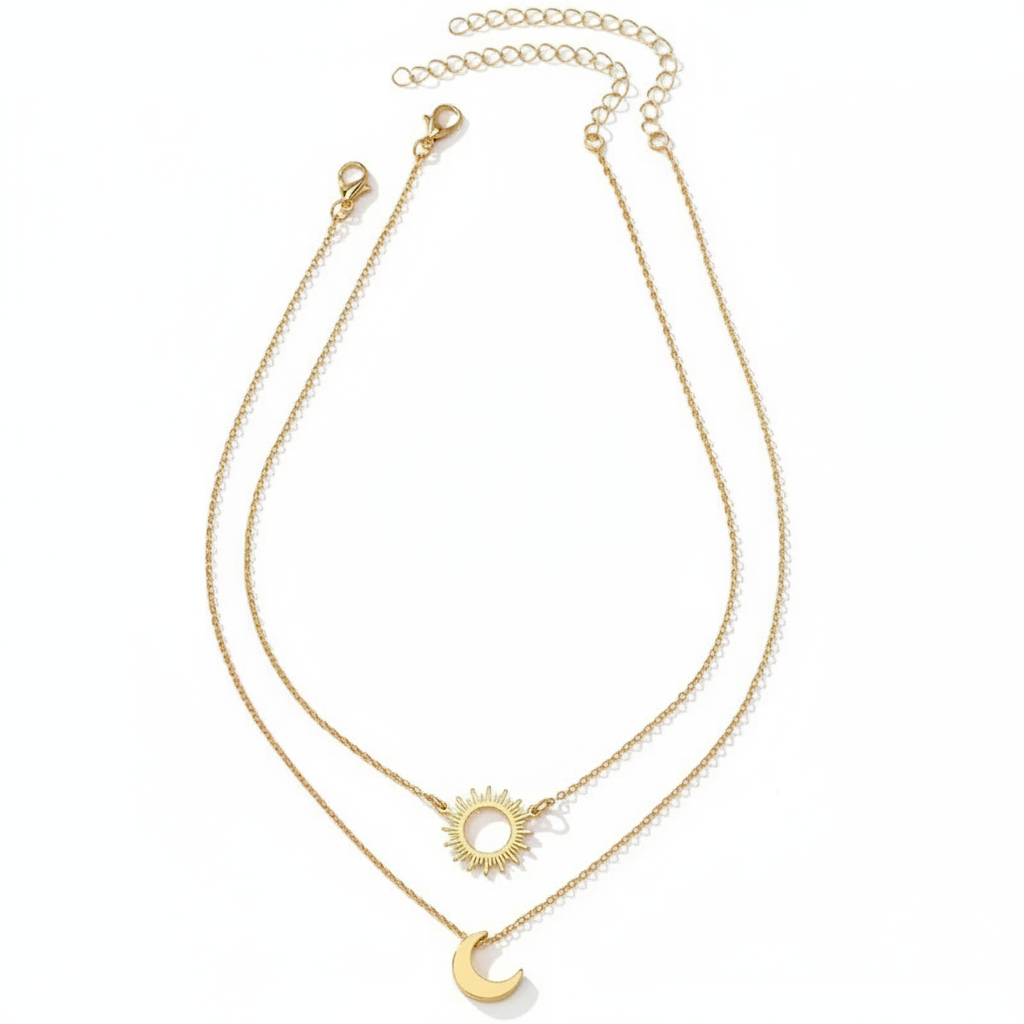 Solara Moon & Sun Duo Necklace Set