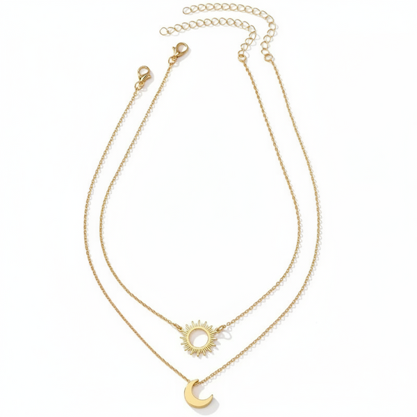 Solara Moon & Sun Duo Necklace Set