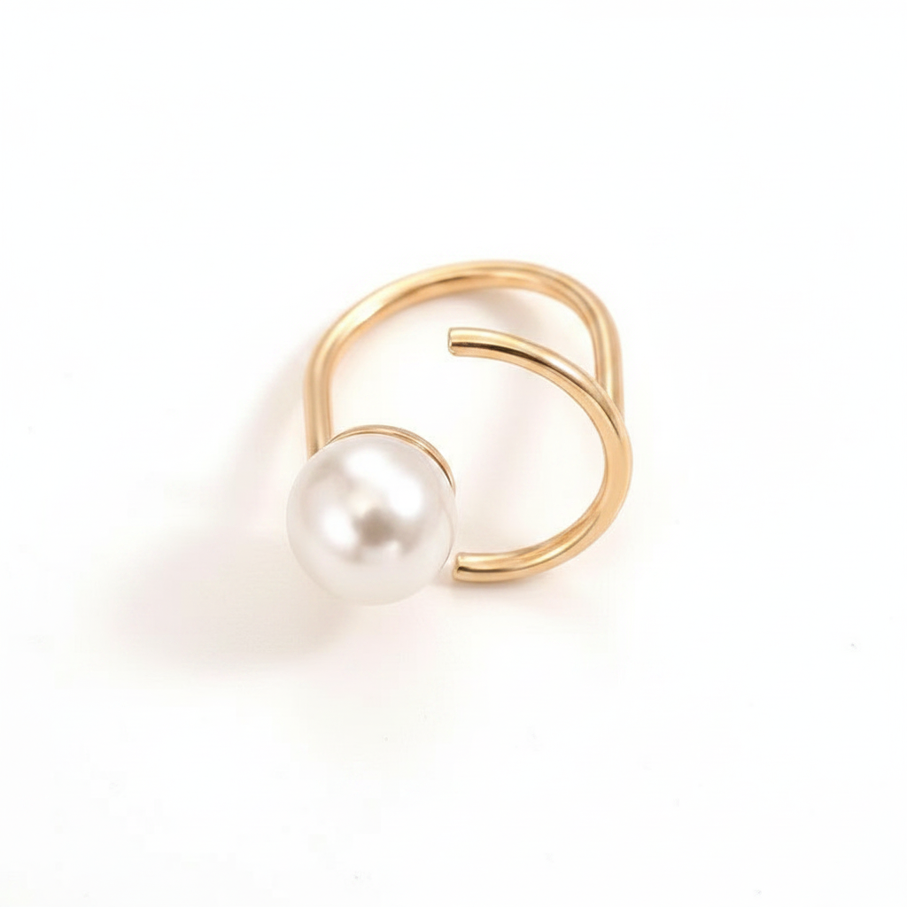 Elegant Faux Pearl Line Ring for Women